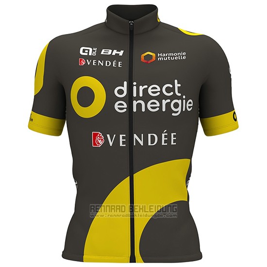 2017 Fahrradbekleidung Direct Energie Braun Trikot Kurzarm und Tragerhose